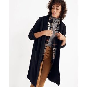 Madewell Camden Sweater-Coat Women's Medium M Black Open Front Boiled Wool $178